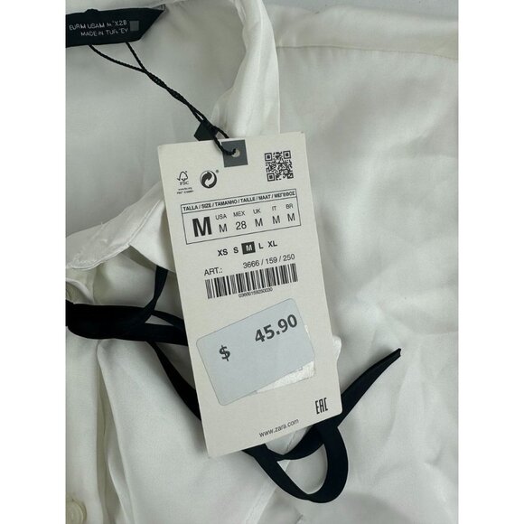 NWT Zara Satin Like Pirate Blouse Size Medium - Picture 5 of 8